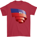 Curled Haiti Flag Haitian Day Football Mens T-Shirt 100% Cotton Red