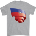 Curled Haiti Flag Haitian Day Football Mens T-Shirt 100% Cotton Sports Grey