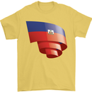 Curled Haiti Flag Haitian Day Football Mens T-Shirt 100% Cotton Yellow