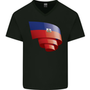 Curled Haiti Flag Haitian Day Football Mens V-Neck Cotton T-Shirt Black