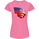 Curled Haiti Flag Haitian Day Football Womens Petite Cut T-Shirt Azalea