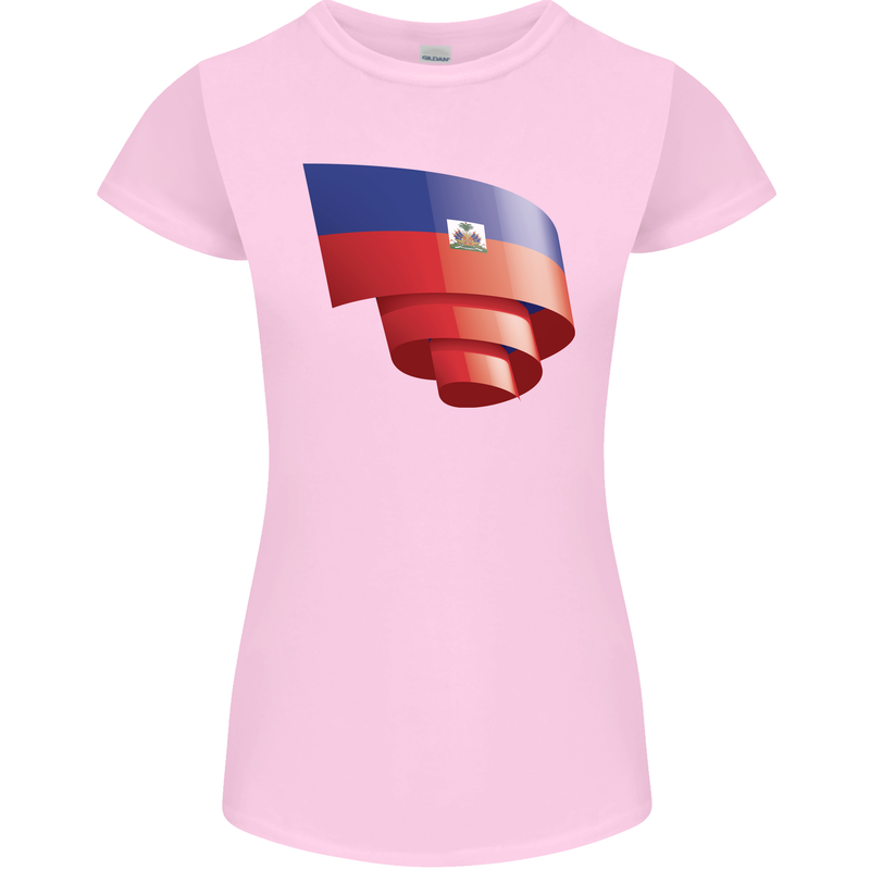 Curled Haiti Flag Haitian Day Football Womens Petite Cut T-Shirt Light Pink
