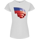 Curled Haiti Flag Haitian Day Football Womens Petite Cut T-Shirt White