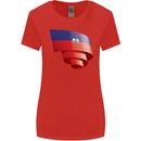 Curled Haiti Flag Haitian Day Football Womens Wider Cut T-Shirt Red
