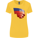 Curled Haiti Flag Haitian Day Football Womens Wider Cut T-Shirt Yellow