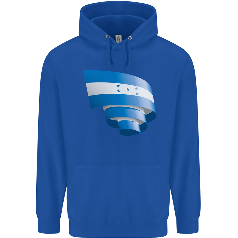 Curled Honduras Flag Honduran Day Football Childrens Kids Hoodie Royal Blue