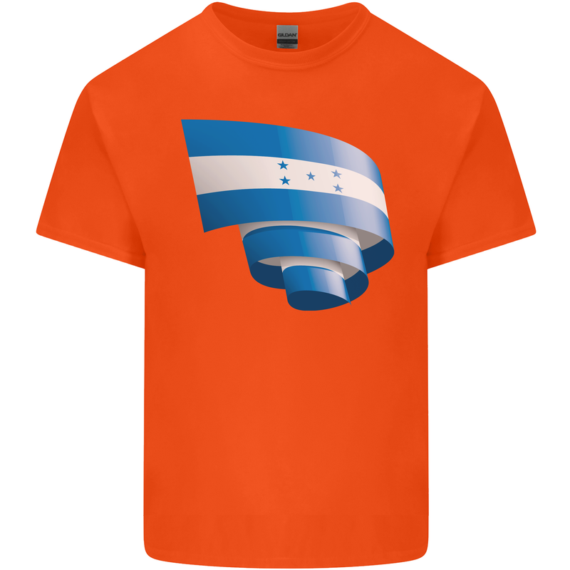 Curled Honduras Flag Honduran Day Football Kids T-Shirt Childrens Orange