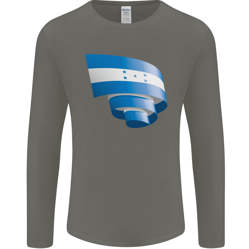 Curled Honduras Flag Honduran Day Football Mens Long Sleeve T-Shirt Charcoal