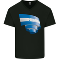 Curled Honduras Flag Honduran Day Football Mens V-Neck Cotton T-Shirt Black