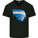 Curled Honduras Flag Honduran Day Football Mens V-Neck Cotton T-Shirt Black