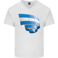 Curled Honduras Flag Honduran Day Football Mens V-Neck Cotton T-Shirt White