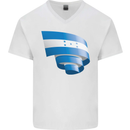 Curled Honduras Flag Honduran Day Football Mens V-Neck Cotton T-Shirt White