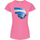 Curled Honduras Flag Honduran Day Football Womens Petite Cut T-Shirt Azalea