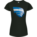 Curled Honduras Flag Honduran Day Football Womens Petite Cut T-Shirt Black