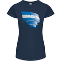 Curled Honduras Flag Honduran Day Football Womens Petite Cut T-Shirt Navy Blue
