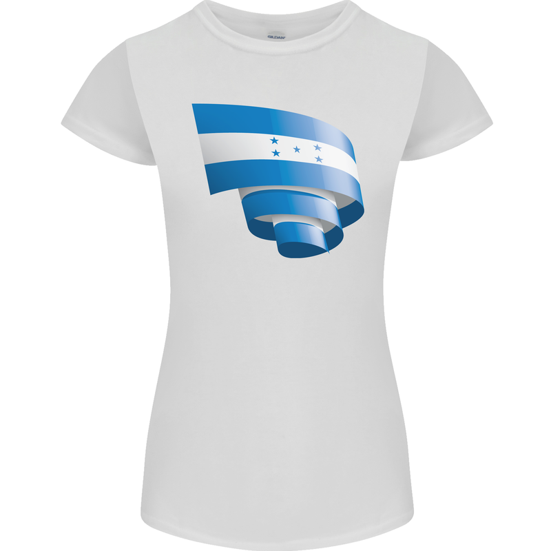 Curled Honduras Flag Honduran Day Football Womens Petite Cut T-Shirt White