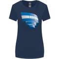 Curled Honduras Flag Honduran Day Football Womens Wider Cut T-Shirt Navy Blue