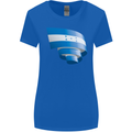 Curled Honduras Flag Honduran Day Football Womens Wider Cut T-Shirt Royal Blue