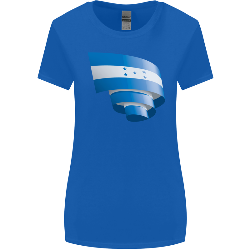 Curled Honduras Flag Honduran Day Football Womens Wider Cut T-Shirt Royal Blue