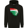 Curled Hungary Flag Hungarian Day Football Childrens Kids Hoodie Black
