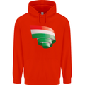 Curled Hungary Flag Hungarian Day Football Childrens Kids Hoodie Bright Red