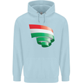 Curled Hungary Flag Hungarian Day Football Childrens Kids Hoodie Light Blue