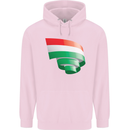 Curled Hungary Flag Hungarian Day Football Childrens Kids Hoodie Light Pink
