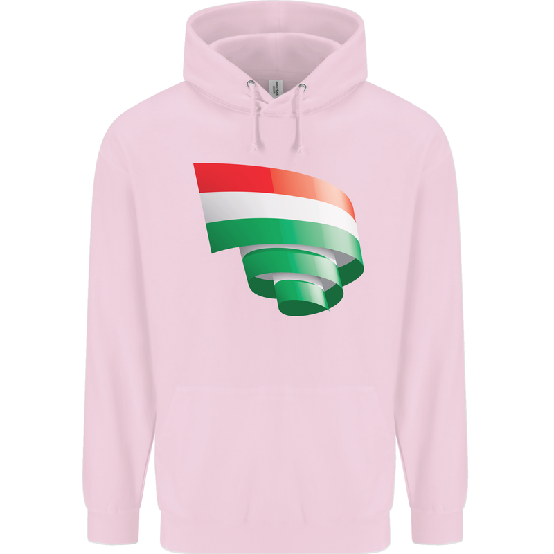 Curled Hungary Flag Hungarian Day Football Childrens Kids Hoodie Light Pink