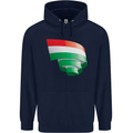 Curled Hungary Flag Hungarian Day Football Childrens Kids Hoodie Navy Blue