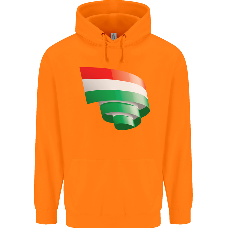 Curled Hungary Flag Hungarian Day Football Childrens Kids Hoodie Orange