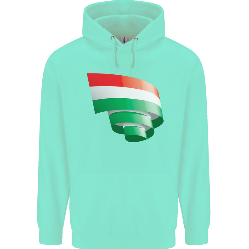 Curled Hungary Flag Hungarian Day Football Childrens Kids Hoodie Peppermint