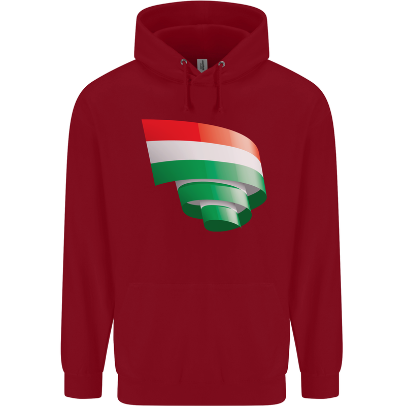 Curled Hungary Flag Hungarian Day Football Childrens Kids Hoodie Red