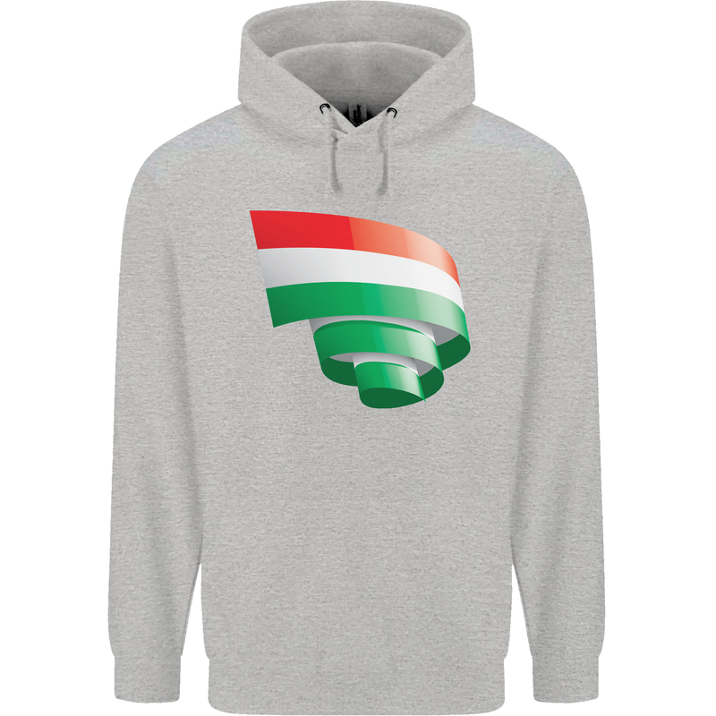 Curled Hungary Flag Hungarian Day Football Childrens Kids Hoodie Sports Grey
