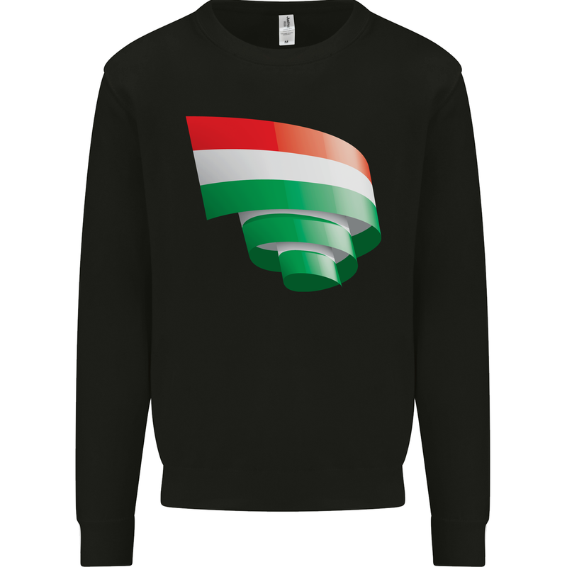 Curled Hungary Flag Hungarian Day Football Kids Sweatshirt Jumper Black