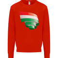Curled Hungary Flag Hungarian Day Football Kids Sweatshirt Jumper Bright Red