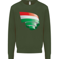 Curled Hungary Flag Hungarian Day Football Kids Sweatshirt Jumper Forest Green