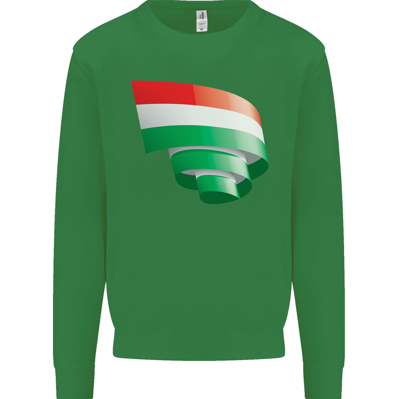 Curled Hungary Flag Hungarian Day Football Kids Sweatshirt Jumper Irish Green