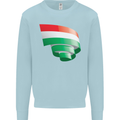 Curled Hungary Flag Hungarian Day Football Kids Sweatshirt Jumper Light Blue