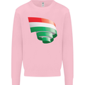 Curled Hungary Flag Hungarian Day Football Kids Sweatshirt Jumper Light Pink