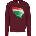 Curled Hungary Flag Hungarian Day Football Kids Sweatshirt Jumper Maroon