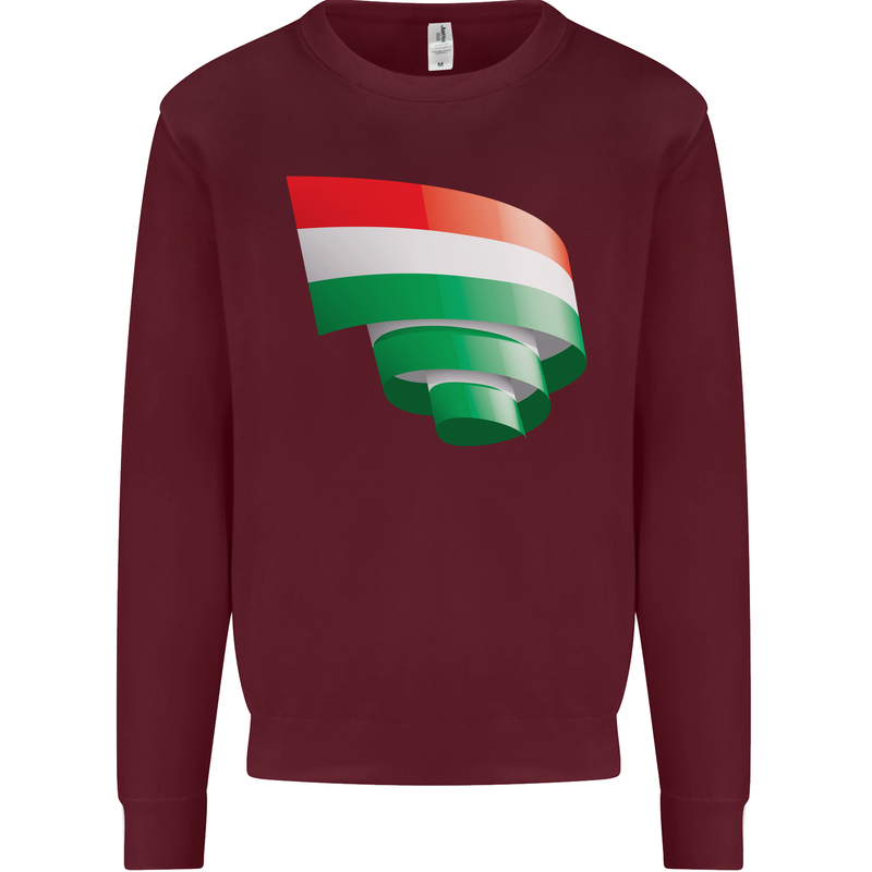 Curled Hungary Flag Hungarian Day Football Kids Sweatshirt Jumper Maroon