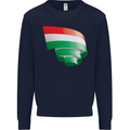 Curled Hungary Flag Hungarian Day Football Kids Sweatshirt Jumper Navy Blue