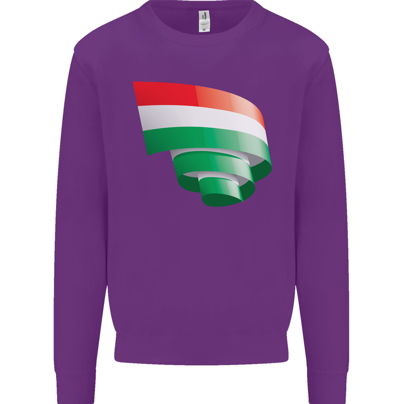 Curled Hungary Flag Hungarian Day Football Kids Sweatshirt Jumper Purple