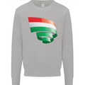 Curled Hungary Flag Hungarian Day Football Kids Sweatshirt Jumper Sports Grey