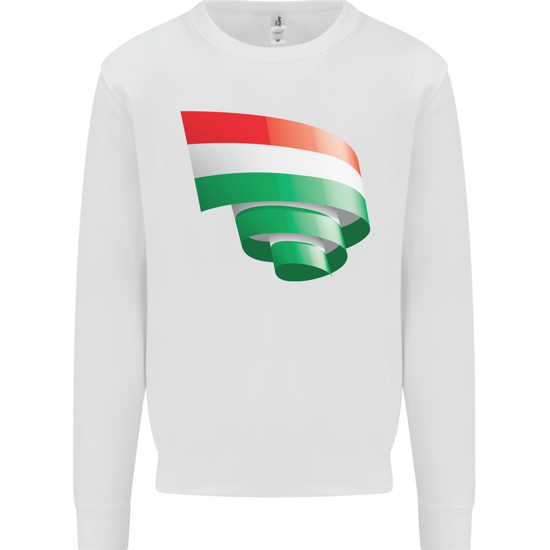 Curled Hungary Flag Hungarian Day Football Kids Sweatshirt Jumper White