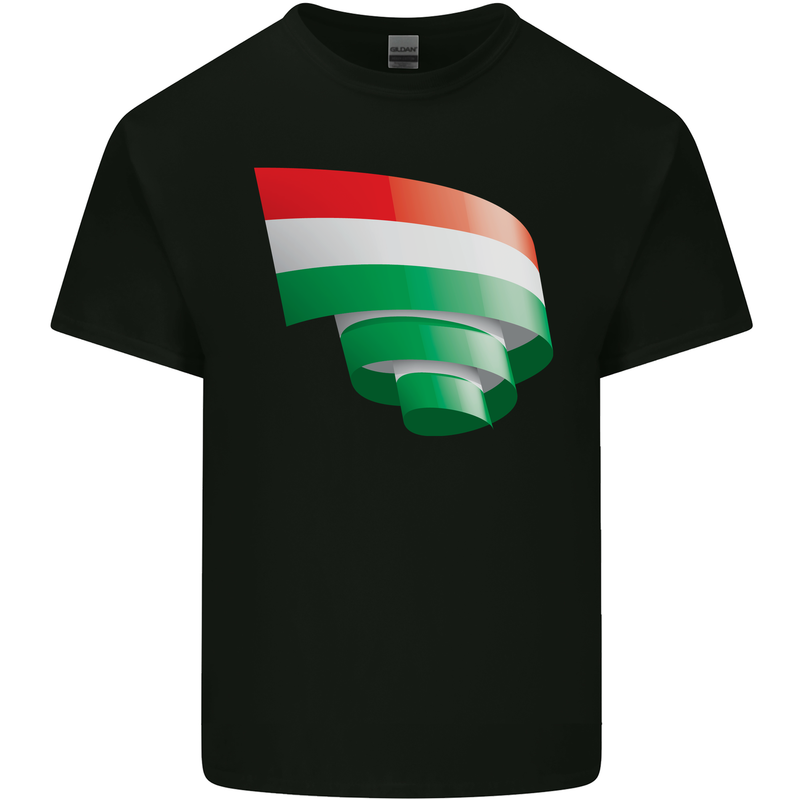 Curled Hungary Flag Hungarian Day Football Kids T-Shirt Childrens Black