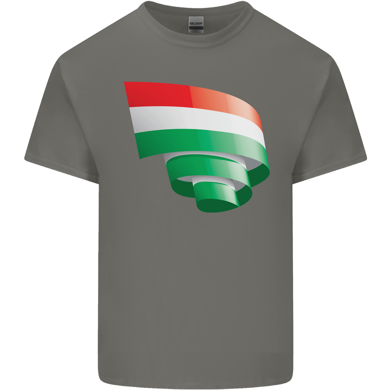 Curled Hungary Flag Hungarian Day Football Kids T-Shirt Childrens Charcoal