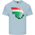 Curled Hungary Flag Hungarian Day Football Kids T-Shirt Childrens Light Blue