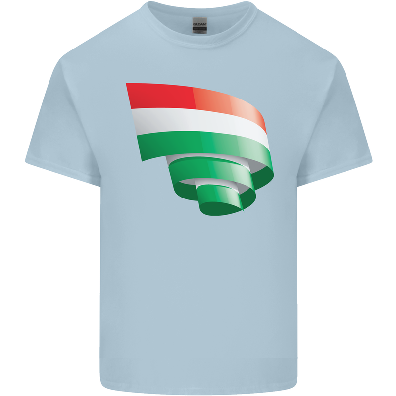 Curled Hungary Flag Hungarian Day Football Kids T-Shirt Childrens Light Blue