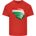 Curled Hungary Flag Hungarian Day Football Kids T-Shirt Childrens Red